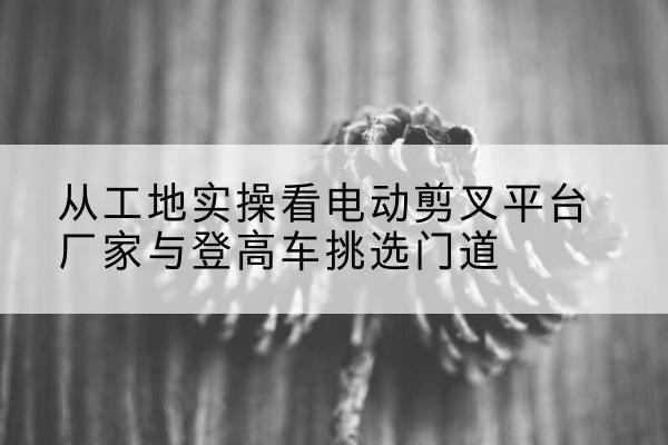 新平电动剪叉升降平台厂家-从工地实操看电动剪叉平台厂家与登高车挑选门道